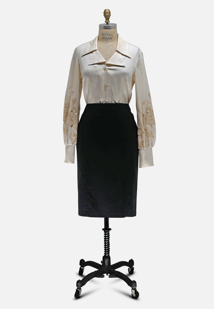 Vintage Clothing - Embroidered Creamer Shirt - Painted Bird Vintage Boutique & The Aviary - Shirts & Tops