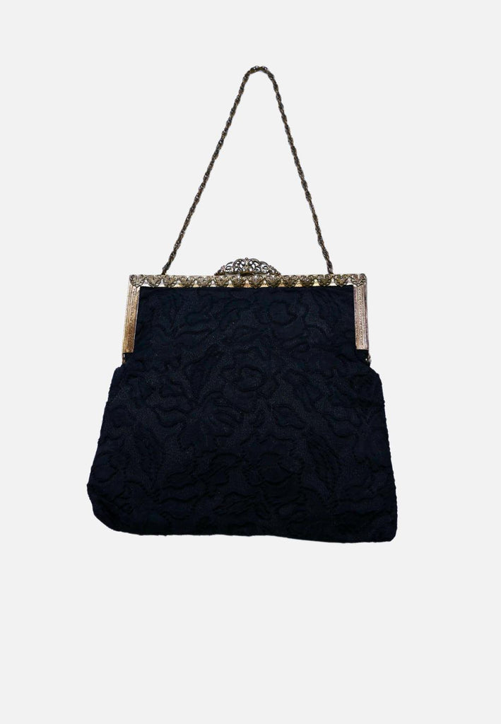 Vintage Clothing - Damask In Black Bag - Painted Bird Vintage Boutique & The Aviary - Handbag
