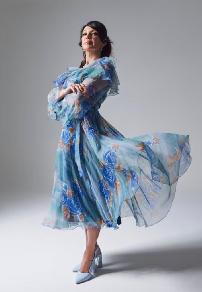 Vintage Clothing - Blueberry Roses Floral Dress - Painted Bird Vintage Boutique & The Aviary - Dresses