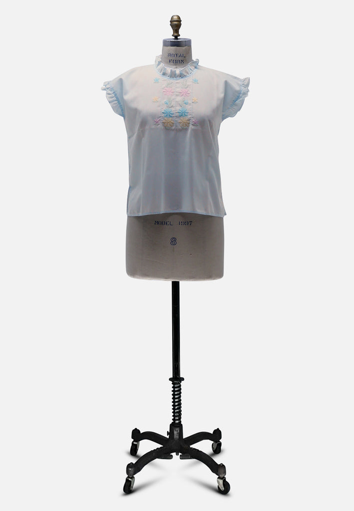 Vintage Clothing - Pretty Blue Blouse ND - Painted Bird Vintage Boutique & The Aviary - Blouse