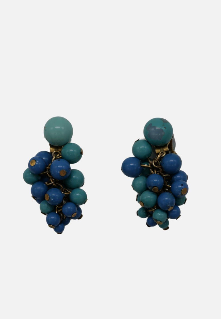 Vintage Clothing - Blue Bobbly Earrings 'VIP' ND - Painted Bird Vintage Boutique & The Aviary - Earrings