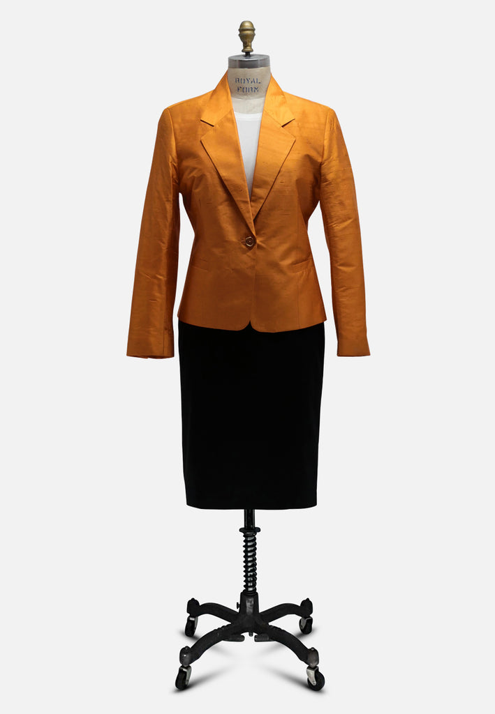 Vintage Clothing - Elegant Tangelo Silk Jacket - DESIGNER - Painted Bird Vintage Boutique & The Aviary - Coats & Jackets