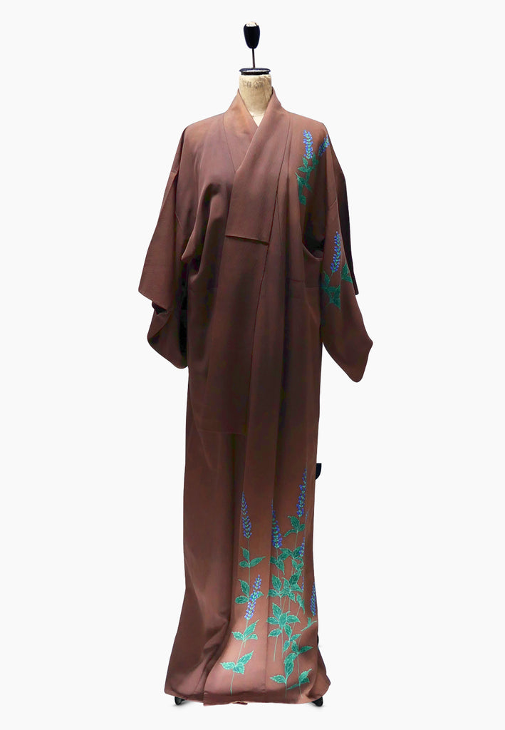 Vintage Clothing - Chocolate Floral Kimono Long - Painted Bird Vintage Boutique & The Aviary - Kimono
