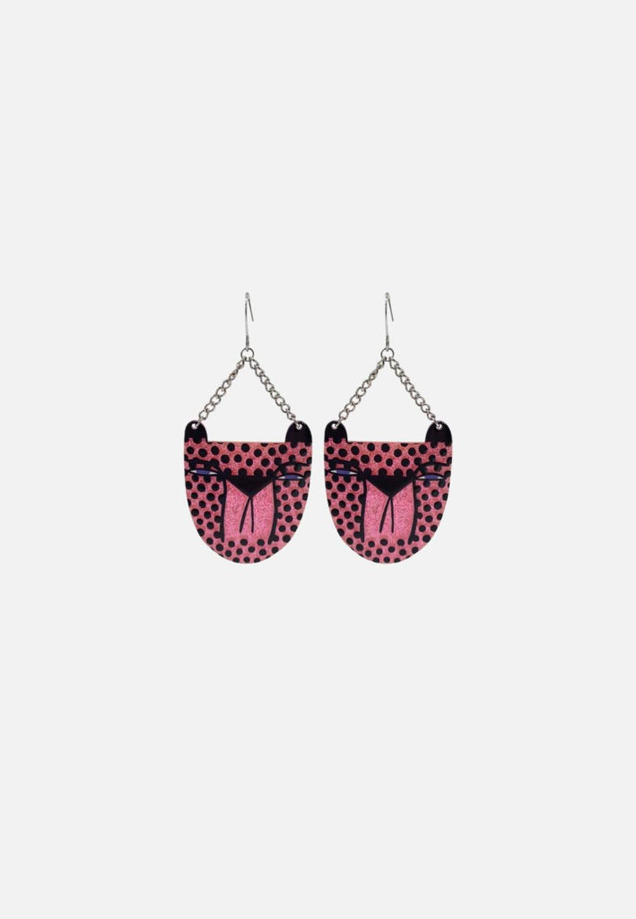 Vintage Clothing - Phwoar Pink Cheetah Earrings - Designer - Painted Bird Vintage Boutique & The Aviary - Earrings