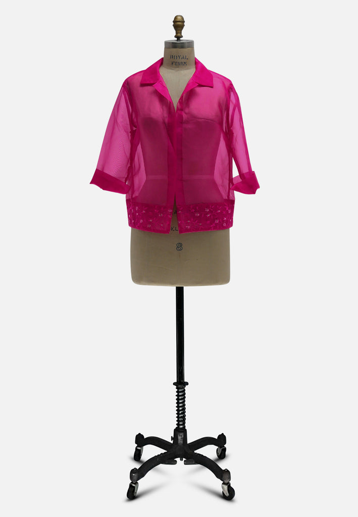 Vintage Clothing - Hot Pink Over Blouse 'VIP' - Painted Bird Vintage Boutique & The Aviary - Blouse