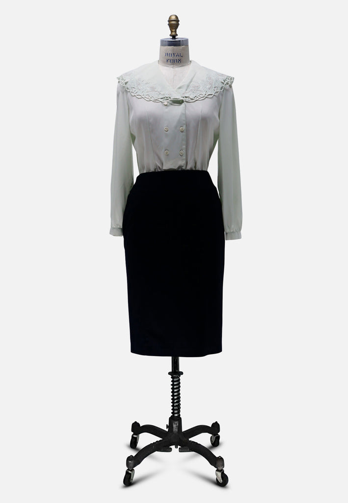 Vintage Clothing - Minty Frill Blouse 'VIP' ND - Painted Bird Vintage Boutique & The Aviary - Blouse