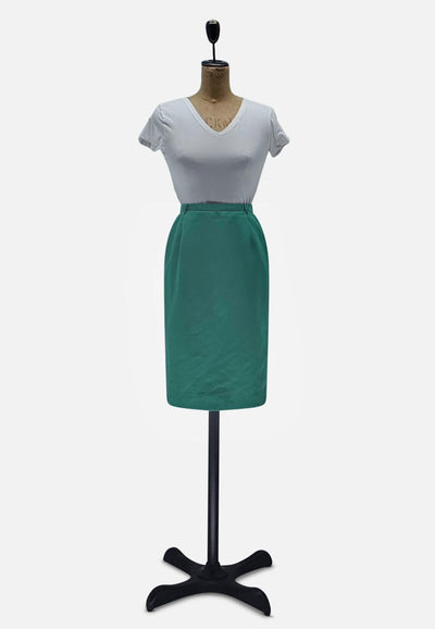 Vintage Clothing - Green Pencil Skirt - Painted Bird Vintage Boutique & The Aviary - Skirts