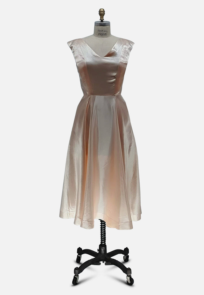 Vintage Clothing - Satin Peach Dress 'VIP' NOT DONE - Painted Bird Vintage Boutique & The Aviary - Dresses