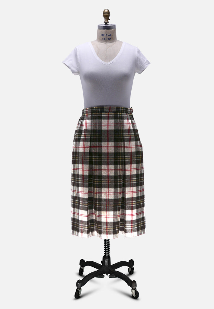 Vintage Clothing - Wooly Check Skirt 'VIP' - Painted Bird Vintage Boutique & The Aviary - Skirt
