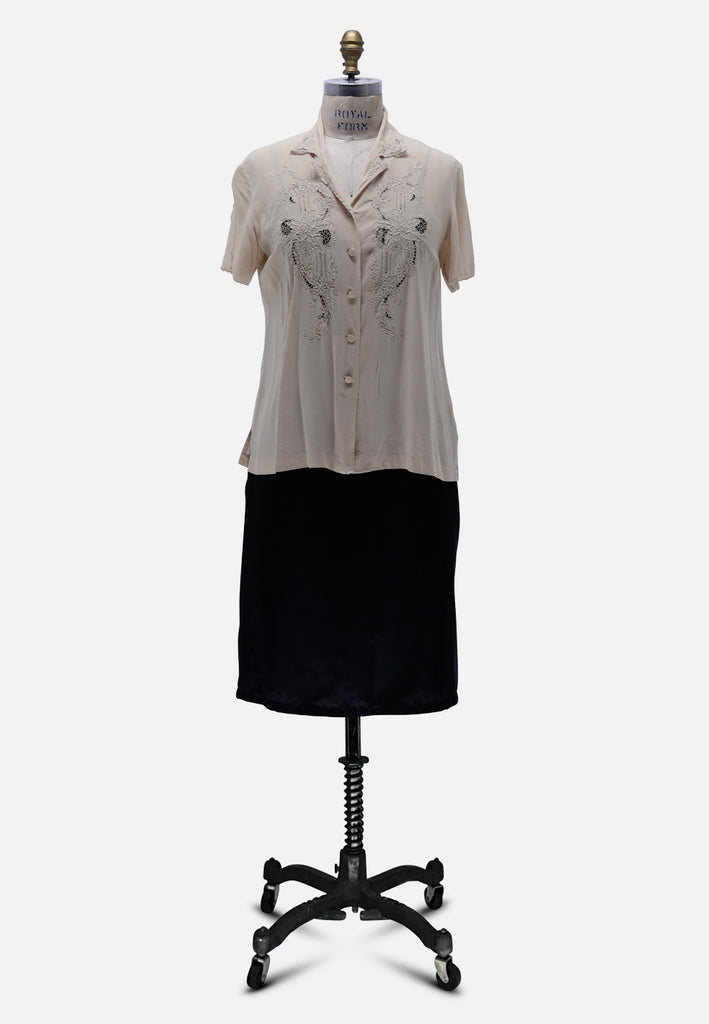 Vintage Clothing - CV Prettiness Silk Blouse 'VIP' NOT DONE - Painted Bird Vintage Boutique & The Aviary - Shirts & Tops
