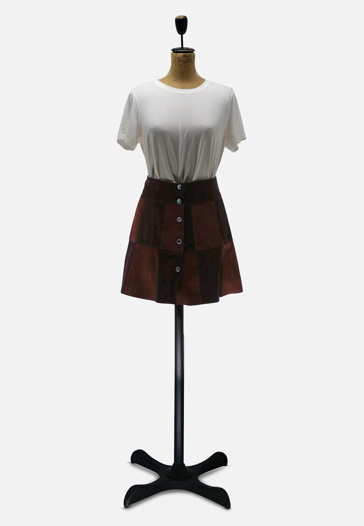 Vintage Clothing - Mocha Suede Mini - Painted Bird Vintage Boutique & The Aviary - Skirt