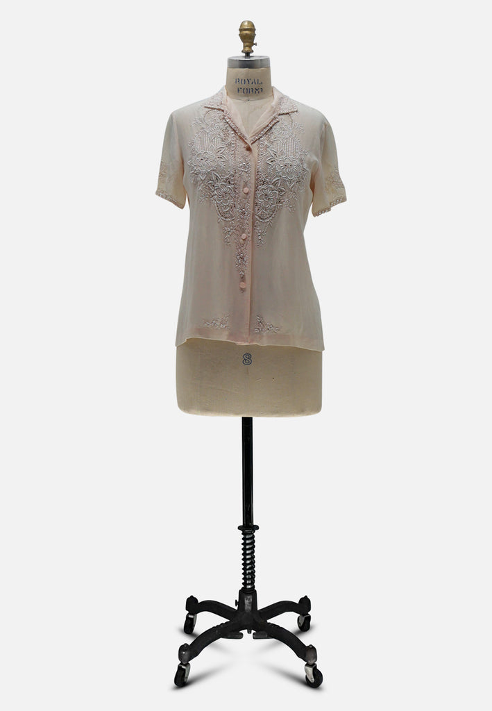 Vintage Clothing - A Little More Prettiness Silk Blouse 'VIP' NOT DONE - Painted Bird Vintage Boutique & The Aviary - Shirts & Tops
