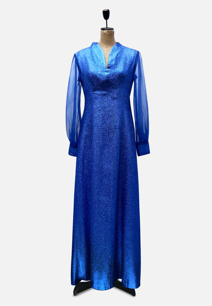 Vintage Clothing - Currents Of Blue Dress 'VIP' ND - Painted Bird Vintage Boutique & The Aviary - Dresses