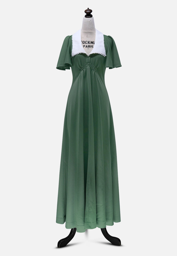 Vintage Clothing - Shirr-ly Green Maxi Dress 'VIP' ND - Painted Bird Vintage Boutique & The Aviary - Dresses