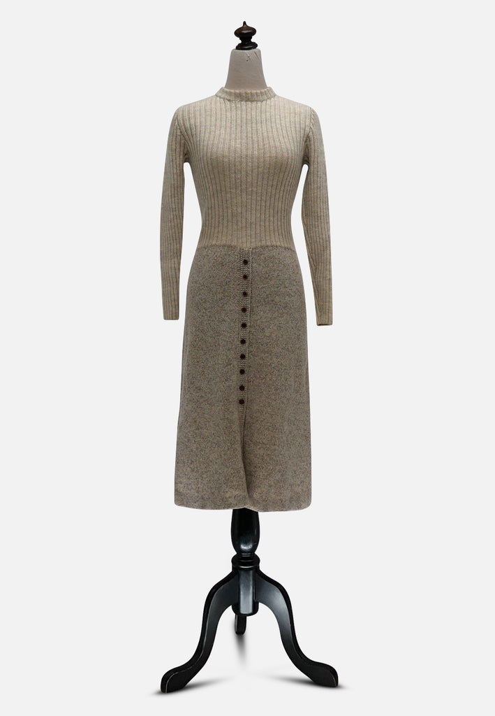 Vintage Clothing - Knitted Beige Dress - Painted Bird Vintage Boutique & The Aviary - Dresses