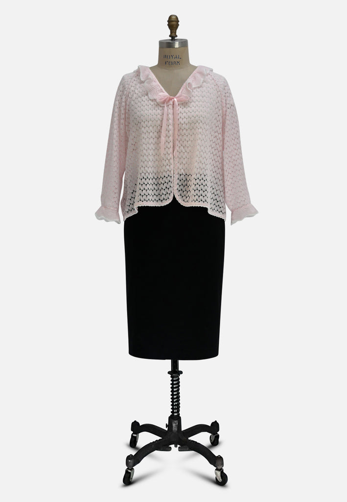 Vintage Clothing - Frilly Pink Knit - Painted Bird Vintage Boutique & The Aviary - Knit