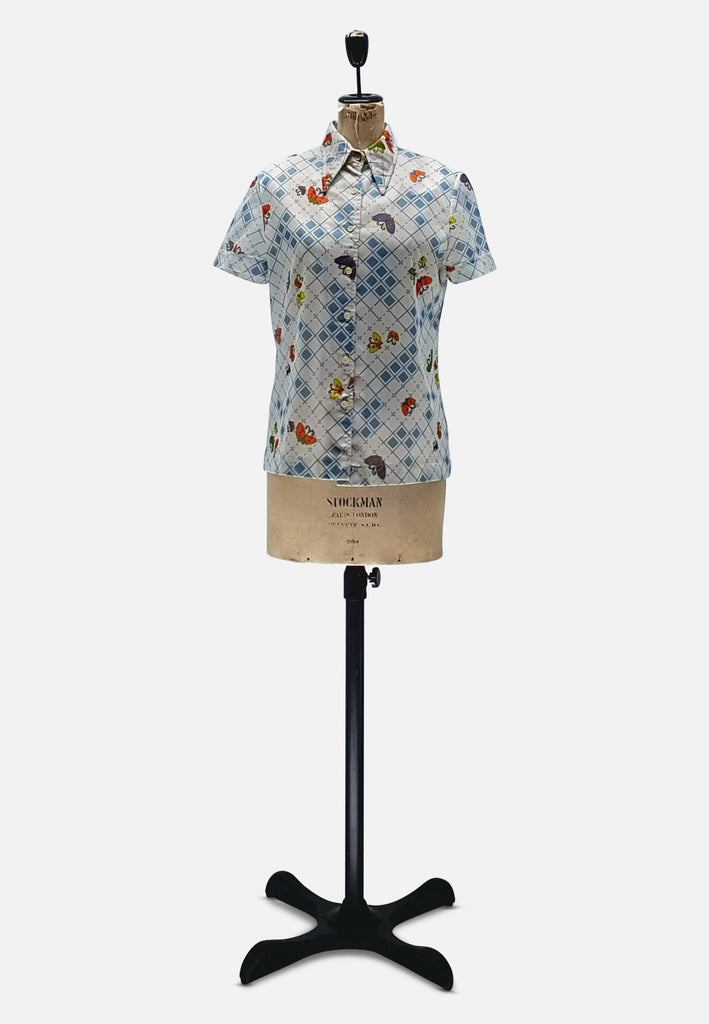 Vintage Clothing - Summery Butterfly Blouse - Painted Bird Vintage Boutique & The Aviary - Blouse