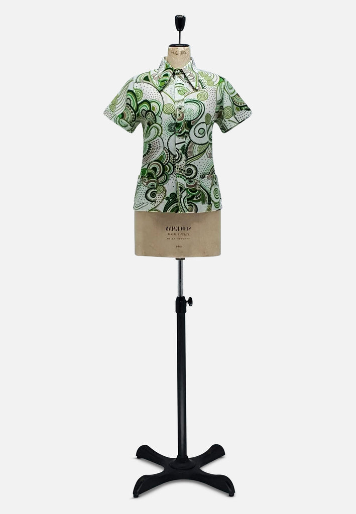 Vintage Clothing - Green 'Lady Lichfield' Swirl Shirt - Painted Bird Vintage Boutique & The Aviary