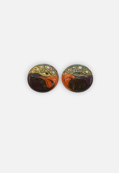 Vintage Clothing - Orange Resin Earrings (clip-on) - Painted Bird Vintage Boutique & The Aviary