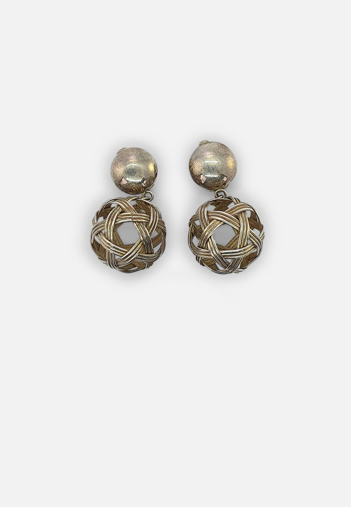 Vintage Clothing - Basket Weave Earrings (clip-ons) - Painted Bird Vintage Boutique & The Aviary