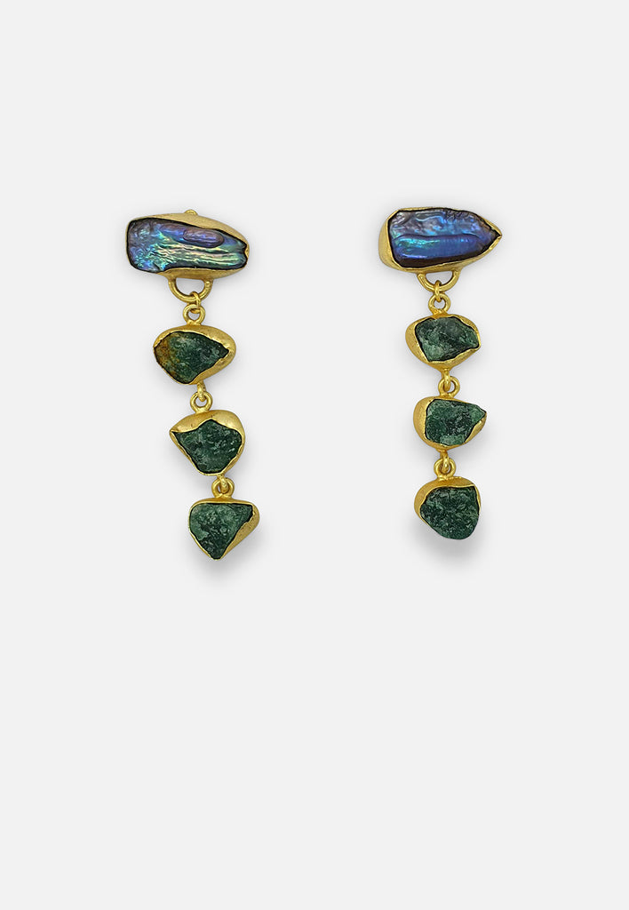 Abalone and Quartz Designer Turkish Earrings