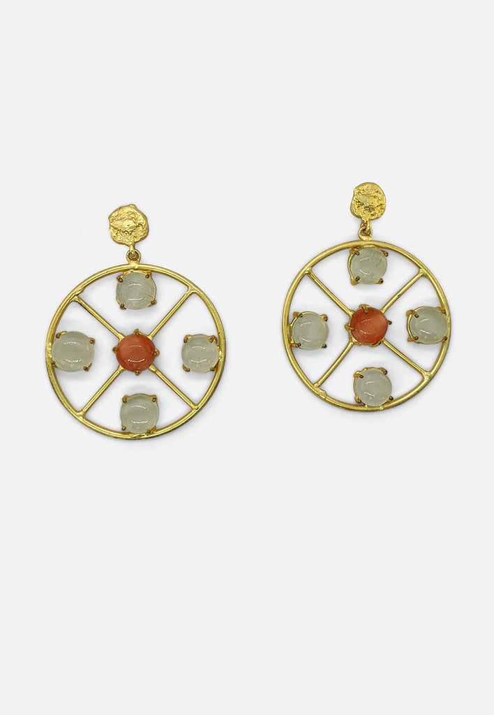 Vintage Clothing - Circular Earrings with Orange Stone - Painted Bird Vintage Boutique & The Aviary