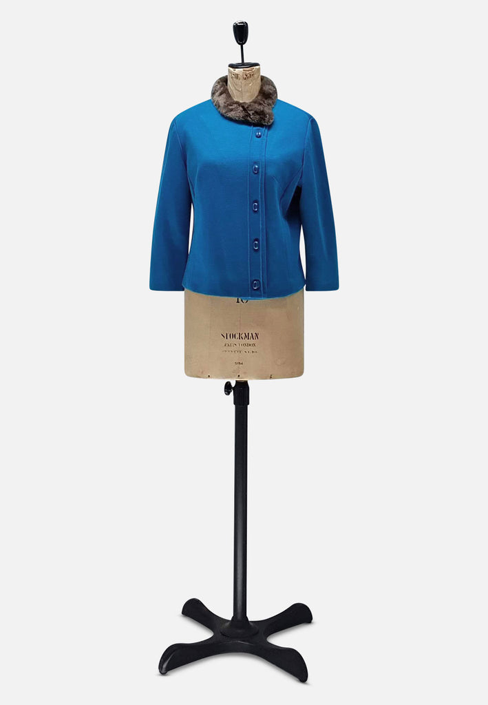 Vintage Clothing - Teal & Faux Fur - Painted Bird Vintage Boutique & The Aviary