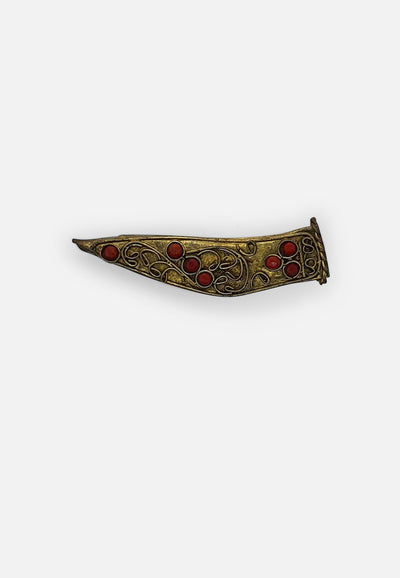 Vintage Clothing - Dagger Shape Brass Brooch - Painted Bird Vintage Boutique & The Aviary