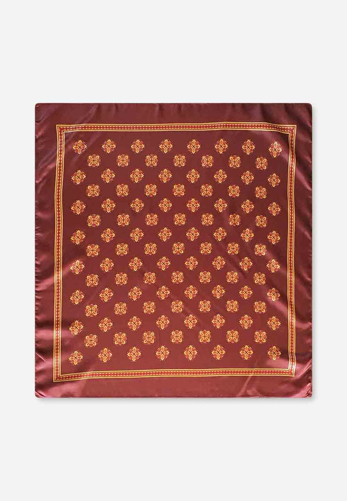 Vintage Clothing - Brown Golden Pattern Scarf - Painted Bird Vintage Boutique & The Aviary - Scarves