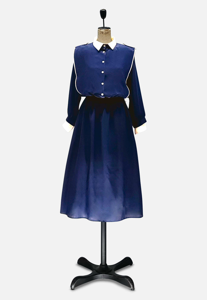 Vintage Clothing - Button You Up in Navy Dress - Painted Bird Vintage Boutique & The Aviary - Dresses