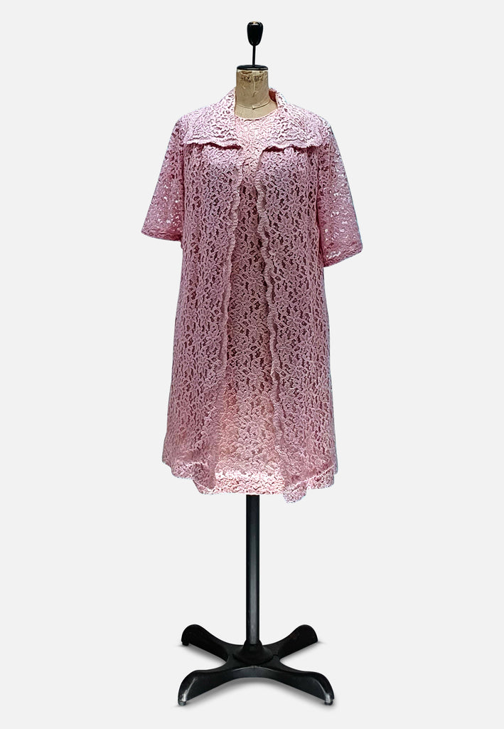 Vintage Clothing - Pink Lace En Ka Ensemble - Painted Bird Vintage Boutique & The Aviary - Ensemble