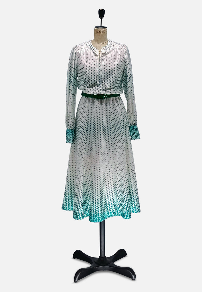 Vintage Clothing - Swirly Green and White Dress - Painted Bird Vintage Boutique & The Aviary - Dresses