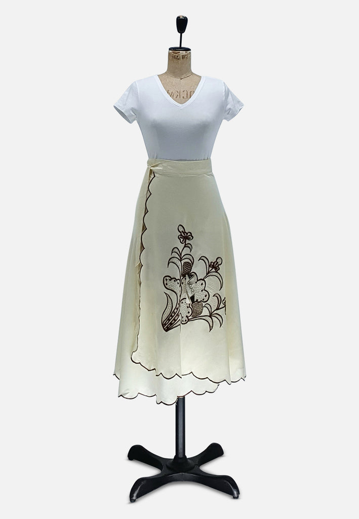 Vintage Clothing - Embroidered Hibiscus Skirt - Painted Bird Vintage Boutique & The Aviary - Skirts