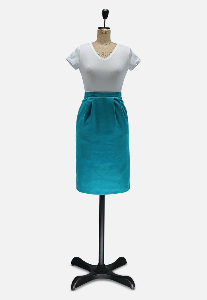 Vintage Clothing - Teal Straight Skirt - Painted Bird Vintage Boutique & The Aviary - Skirts