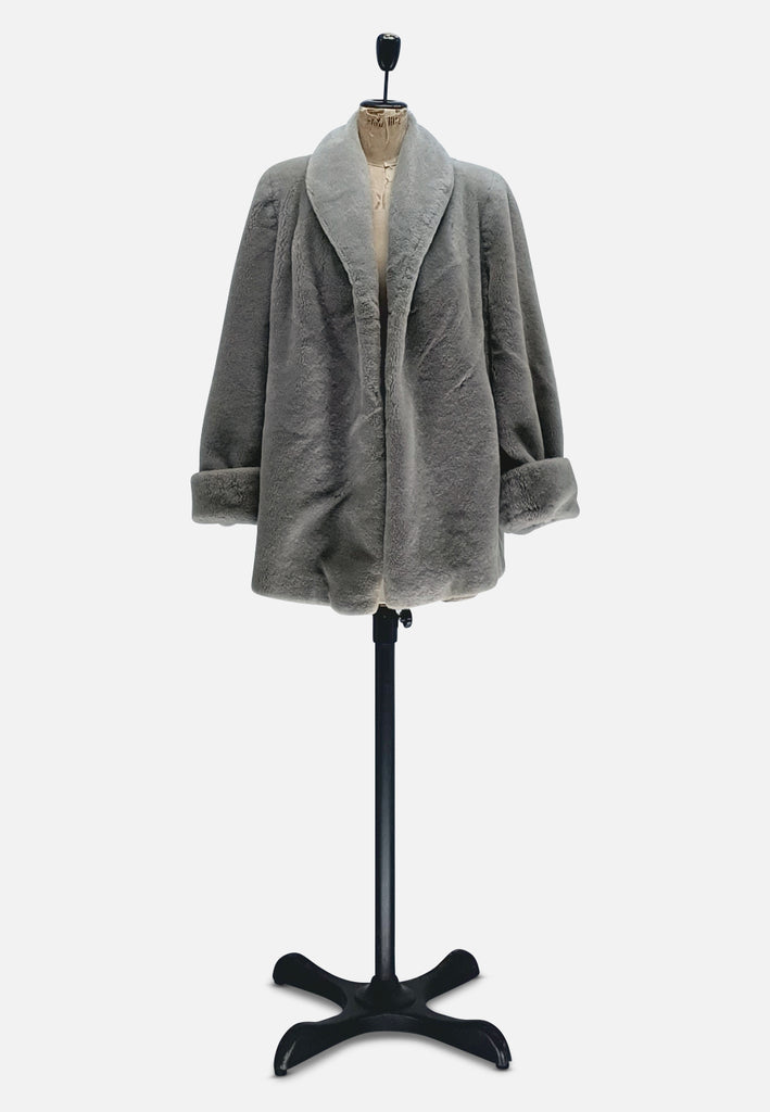 Vintage Clothing - Grey 'Blandford' Plush Faux Coat - Painted Bird Vintage Boutique & The Aviary - Coats & Jackets