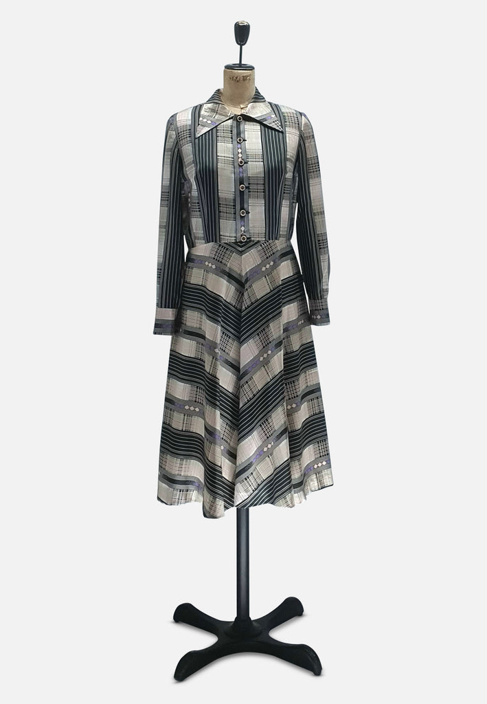Vintage Clothing - Stylish Brit Stripe Dress - Painted Bird Vintage Boutique & The Aviary - Dresses