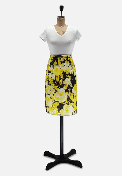 Vintage Clothing - Yellow Floral Skirt - Painted Bird Vintage Boutique & The Aviary - Skirts