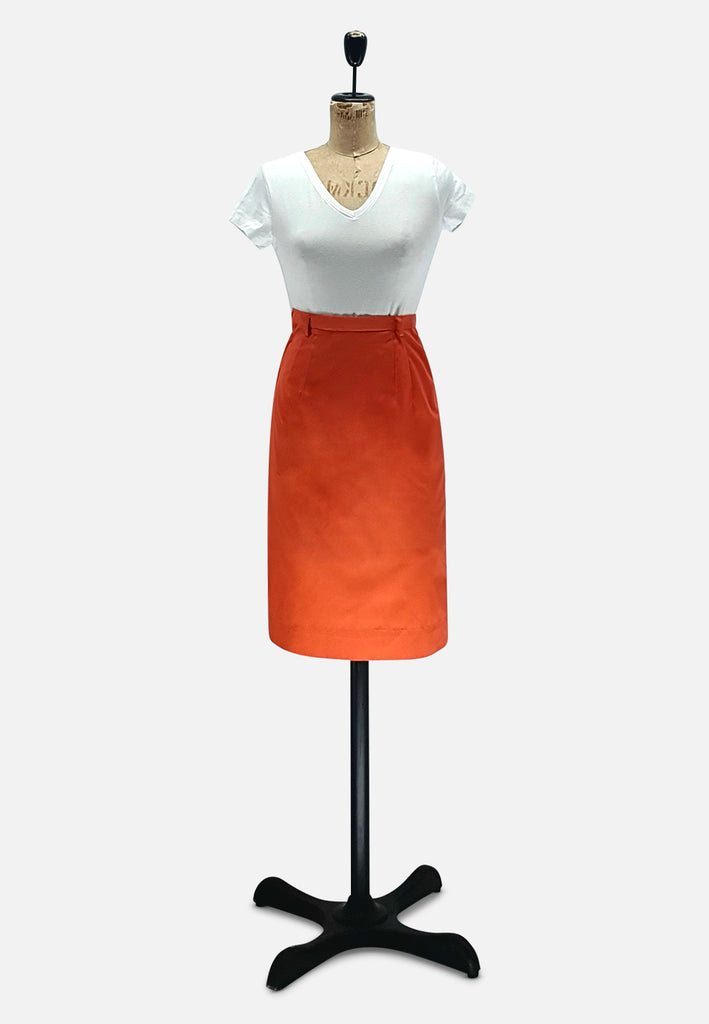 Vintage Clothing - Orange Pencil Skirt - Painted Bird Vintage Boutique & The Aviary - Skirts