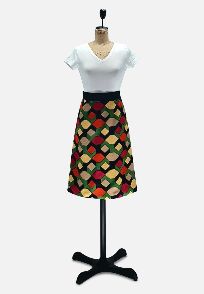 Vintage Clothing - French Geometric Skirt - Painted Bird Vintage Boutique & The Aviary - Skirts