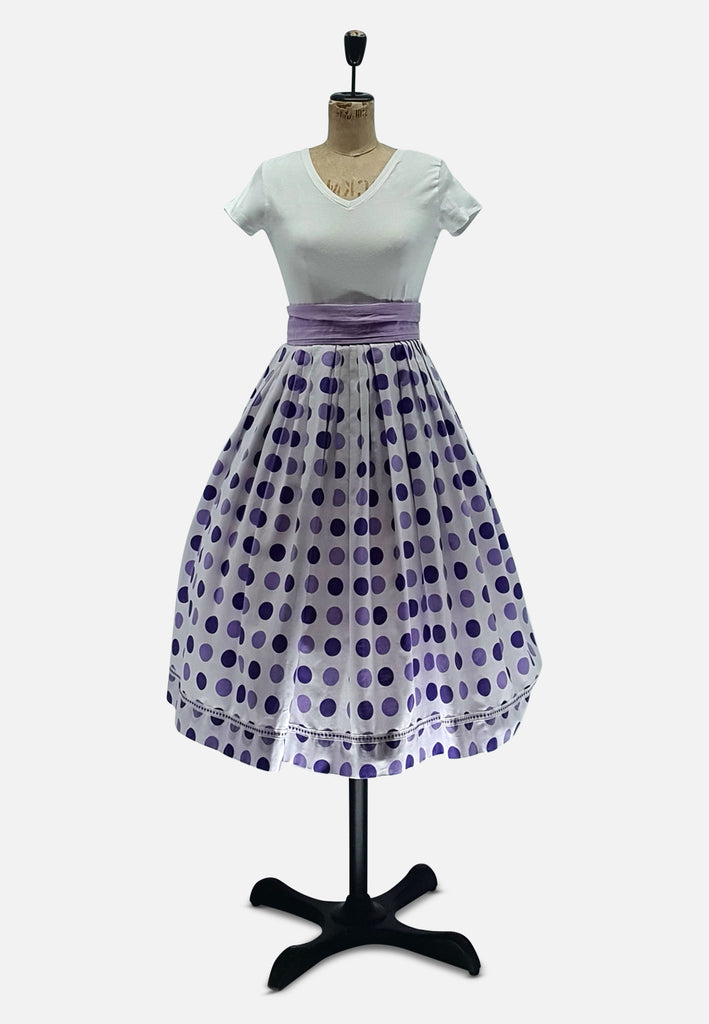 Vintage Clothing - Purple Polka Dot Skirt - Painted Bird Vintage Boutique & The Aviary - Skirts