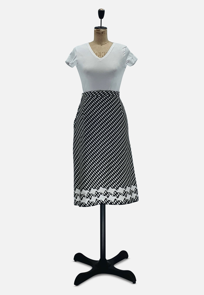 Vintage Clothing - Black and White Straight Skirt - Painted Bird Vintage Boutique & The Aviary - Skirts