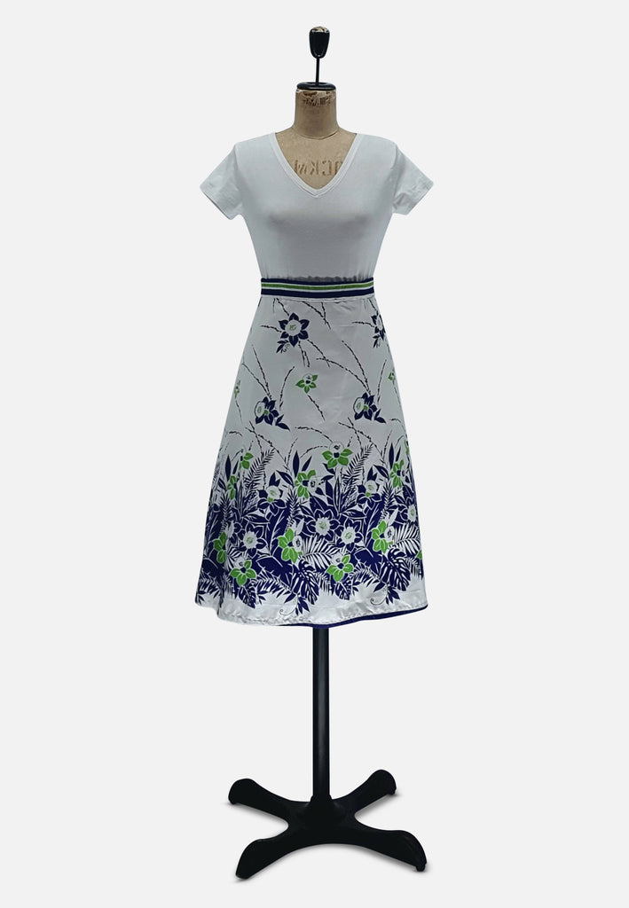 Vintage Clothing - Blue and White Floral Skirt - Painted Bird Vintage Boutique & The Aviary - Skirts