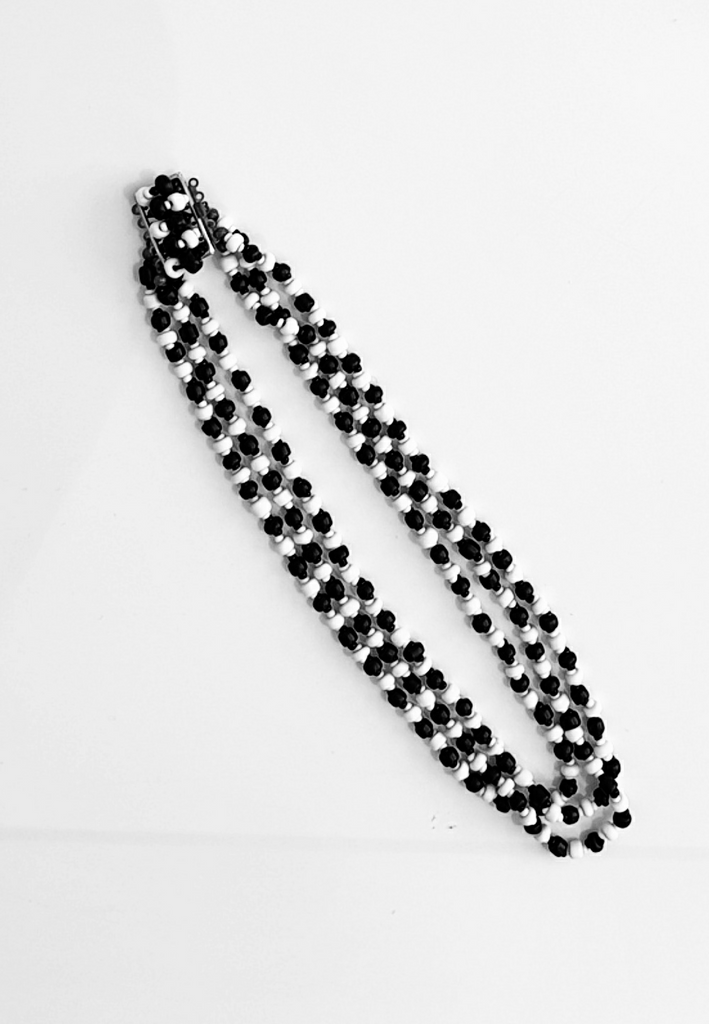 Vintage Clothing - Black and White Necklace - Painted Bird Vintage Boutique & The Aviary - Necklace