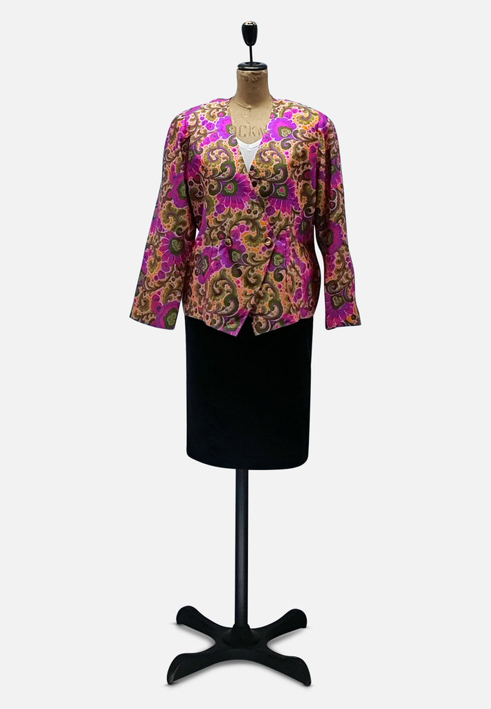 Vintage Clothing - Pink Paisley Silk - Painted Bird Vintage Boutique & The Aviary - Coats & Jackets