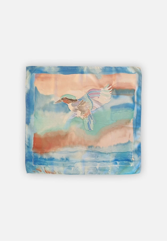 Vintage Clothing - Kingfisher Crush Scarf - Painted Bird Vintage Boutique & The Aviary - Scarves