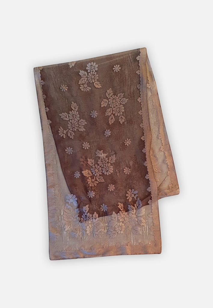 Vintage Clothing - Sheer Grey Floral Scarf - Painted Bird Vintage Boutique & The Aviary - Scarves