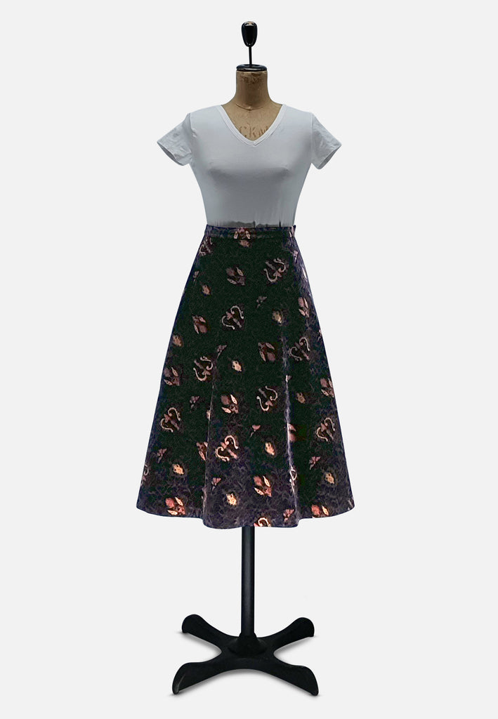 Vintage Clothing - Charcoal and Chocolate Skirt - Painted Bird Vintage Boutique & The Aviary - Skirts