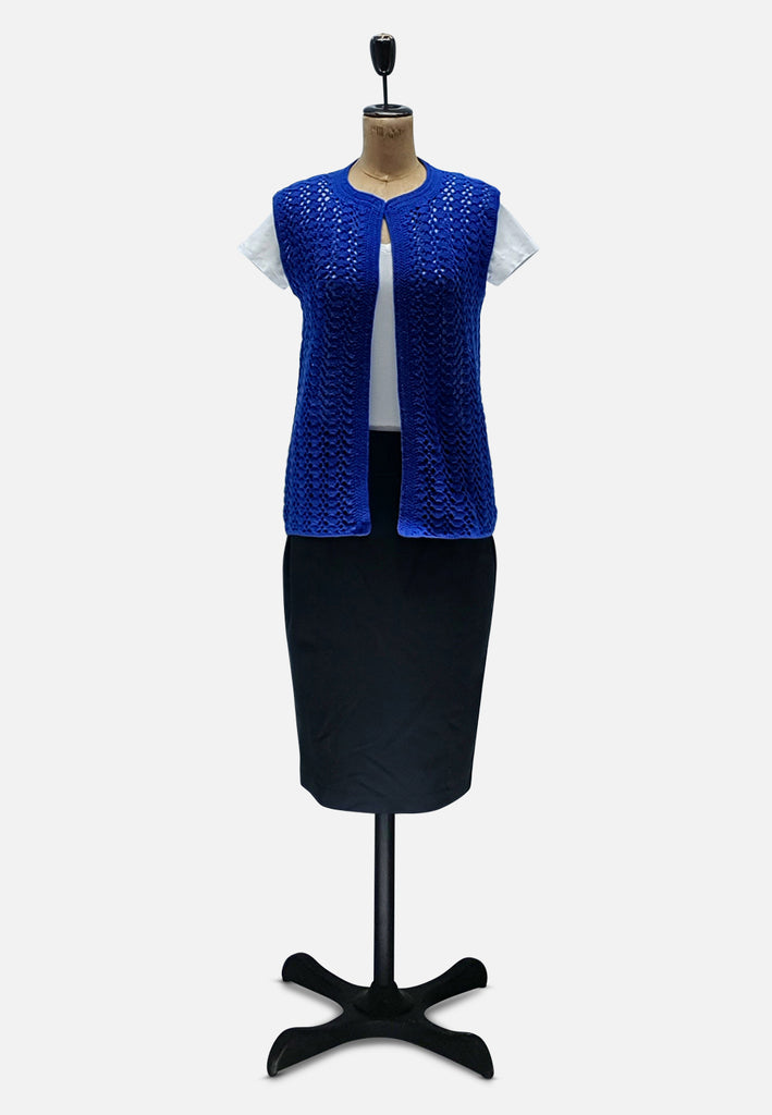 Vintage Clothing - Blue Fruity Knit - Painted Bird Vintage Boutique & The Aviary - Knit