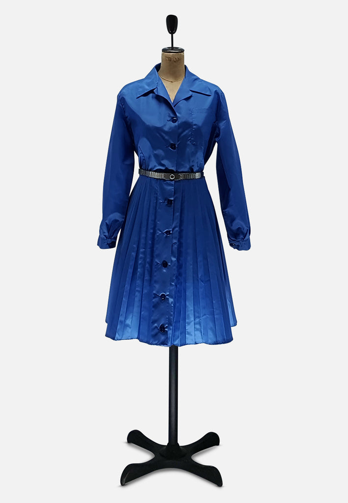 Vintage Clothing - Blue Pleated Gal Dress - Painted Bird Vintage Boutique & The Aviary - Dresses
