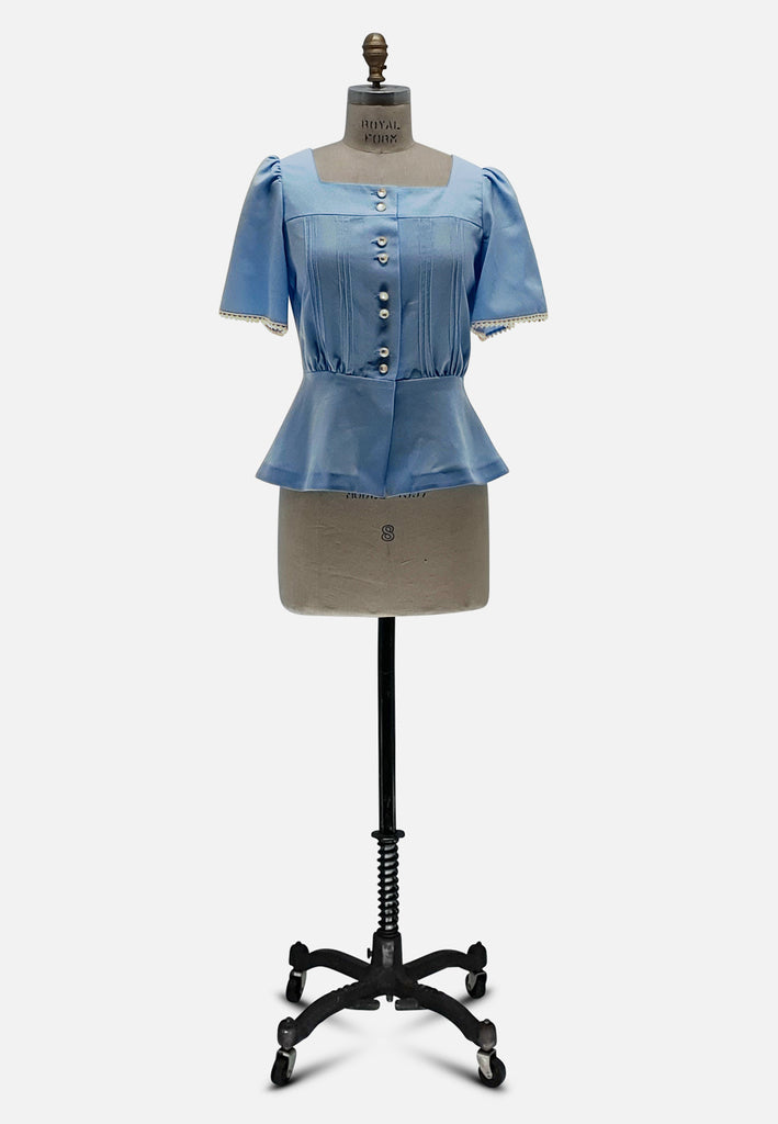 Vintage Clothing - Sweet Sweet Blue Blouse - Painted Bird Vintage Boutique & The Aviary - Blouse